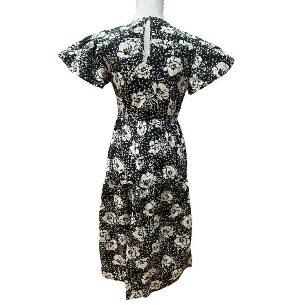 Who Wear What Spatter Camellia Blk/Wht Floral Midi Dress Size XS - Picture 9 of 9